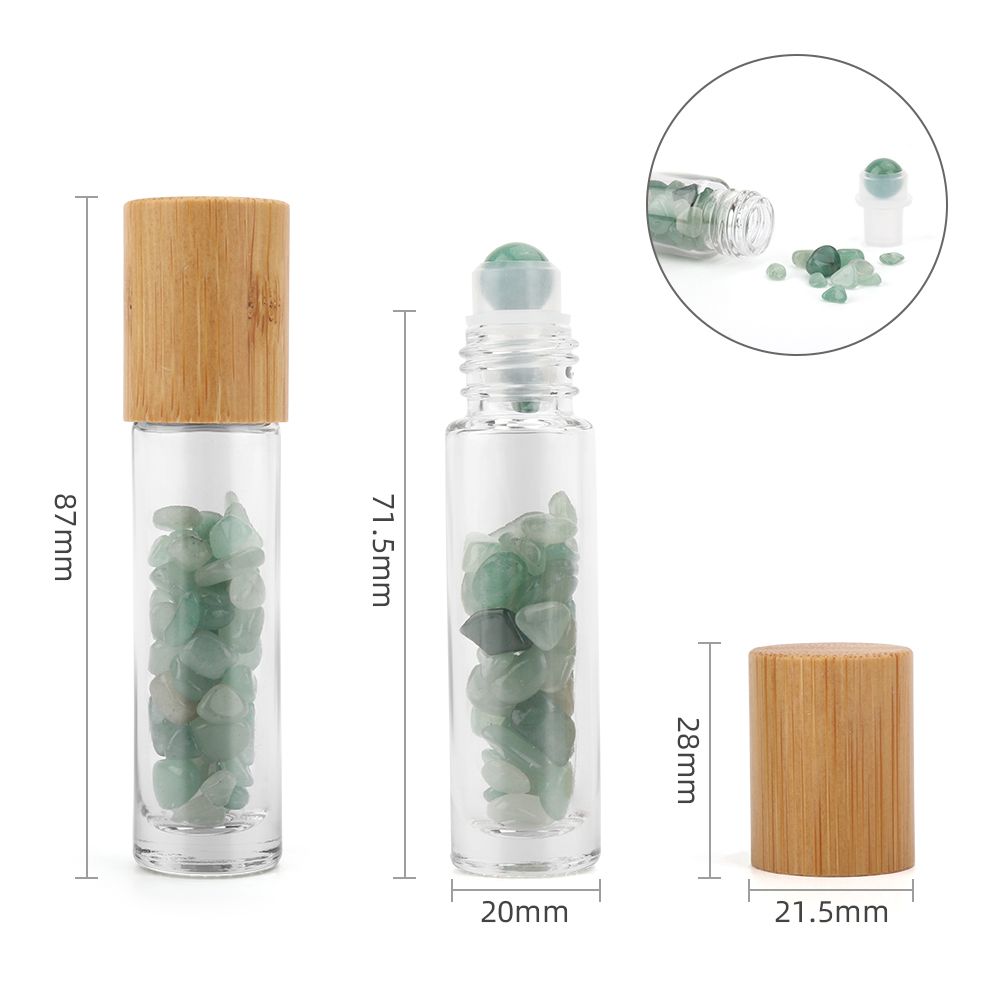 Roll-On Flasche mit Aventurin-Kugel & Holzdeckel – 5 ml für ätherische Öle