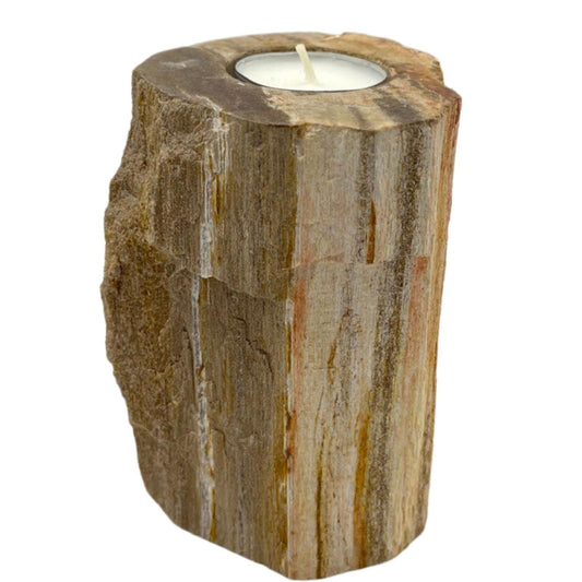 Kerzenhalter aus versteinertem Holz – Einzelstück in Marmor-Optik