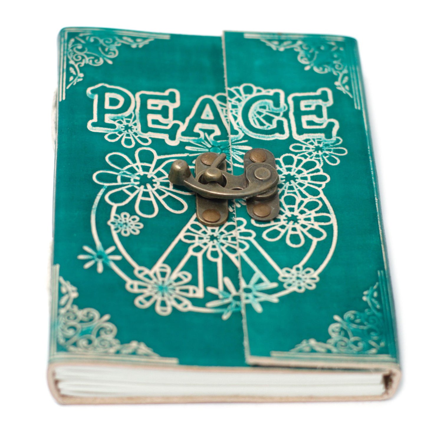 Ledernotizbuch 'Green Peace' mit Schloss – Handgefertigter Begleiter für Gedanken (18x13 cm)