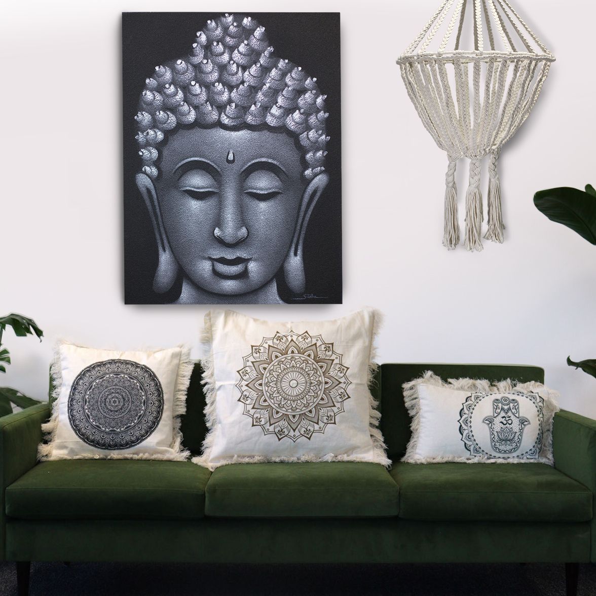 Meditationskissenbezug Lotus-Mandala in Bronze | 60x60 cm | 100% Baumwolle