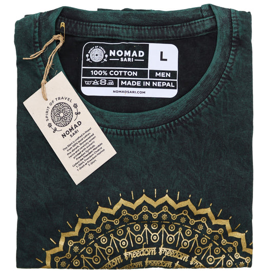 Hamsa T-Shirt in Grün – Doppelt steingewaschen für Vintage-Komfort