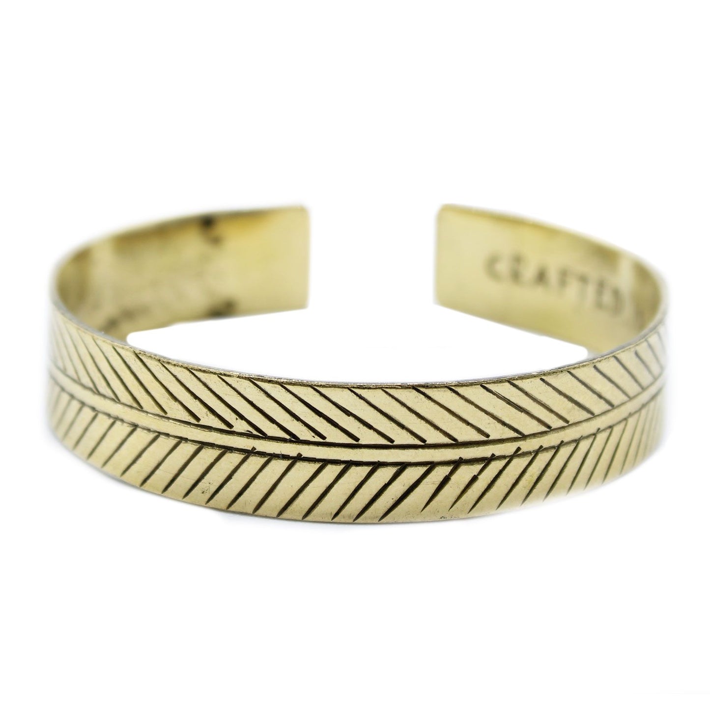 Massivmessing Armband mit Tribal Blattgravur – Tibetisches Unikat