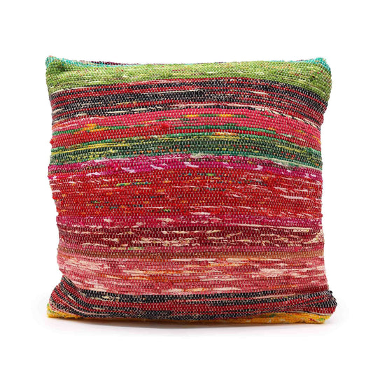 Handgefertigter Rag-Rug Kissenbezug 40x40 cm - Mehrfarbiges Unikat