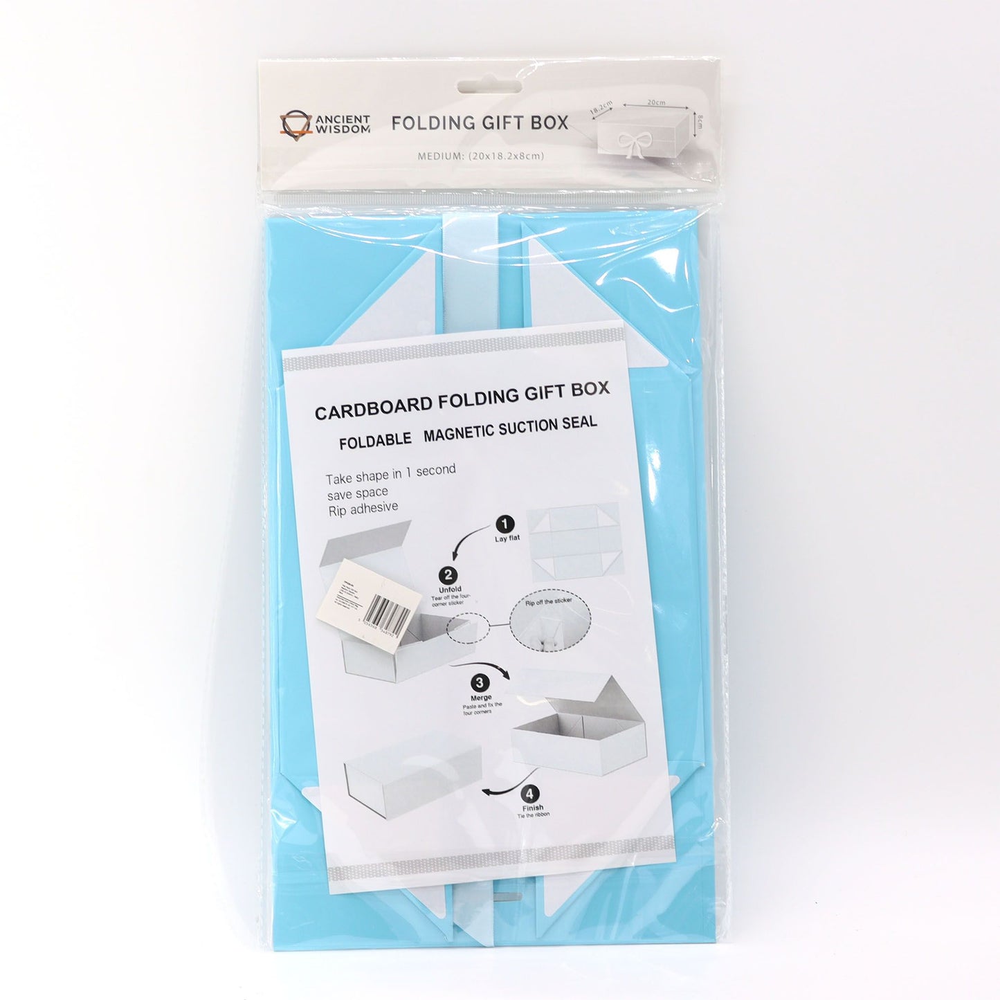 Faltbare Geschenkbox mit Schleife in zartem Babyblau
