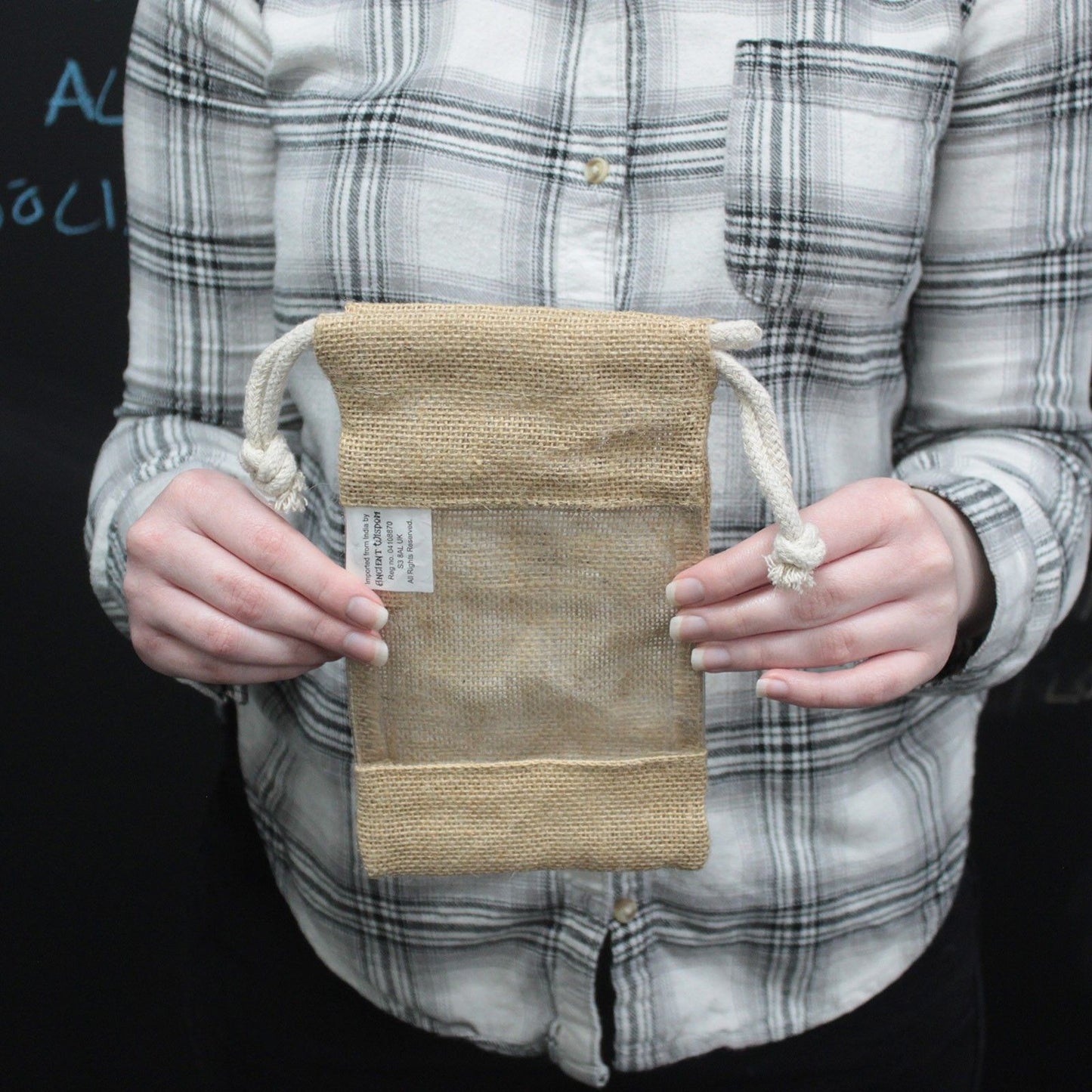 Jutebeutel mit Sichtfenster 20x12 cm – Natürliche Geschenkverpackung