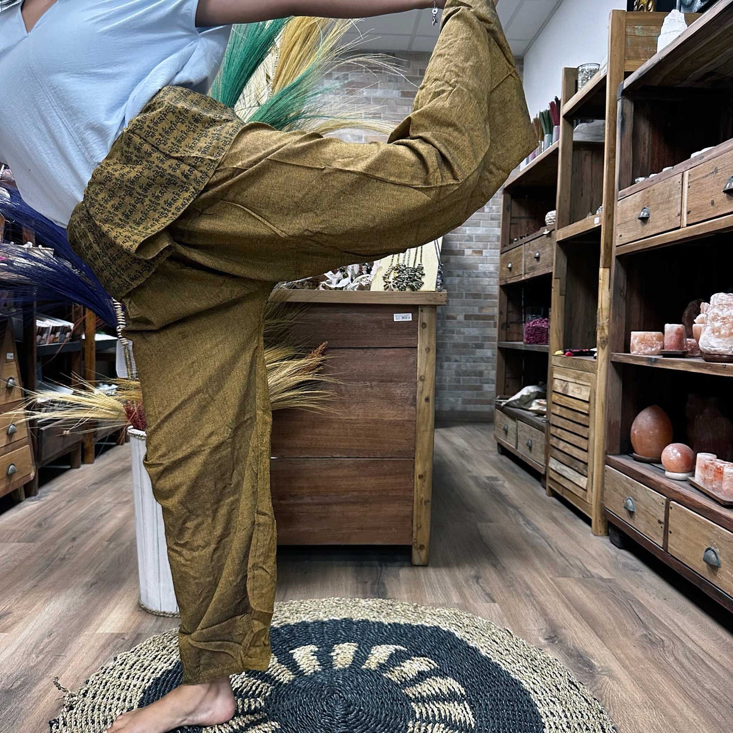 Mandala-Mantra Yoga-Hose in Orange – Handgefertigt aus Baumwolle