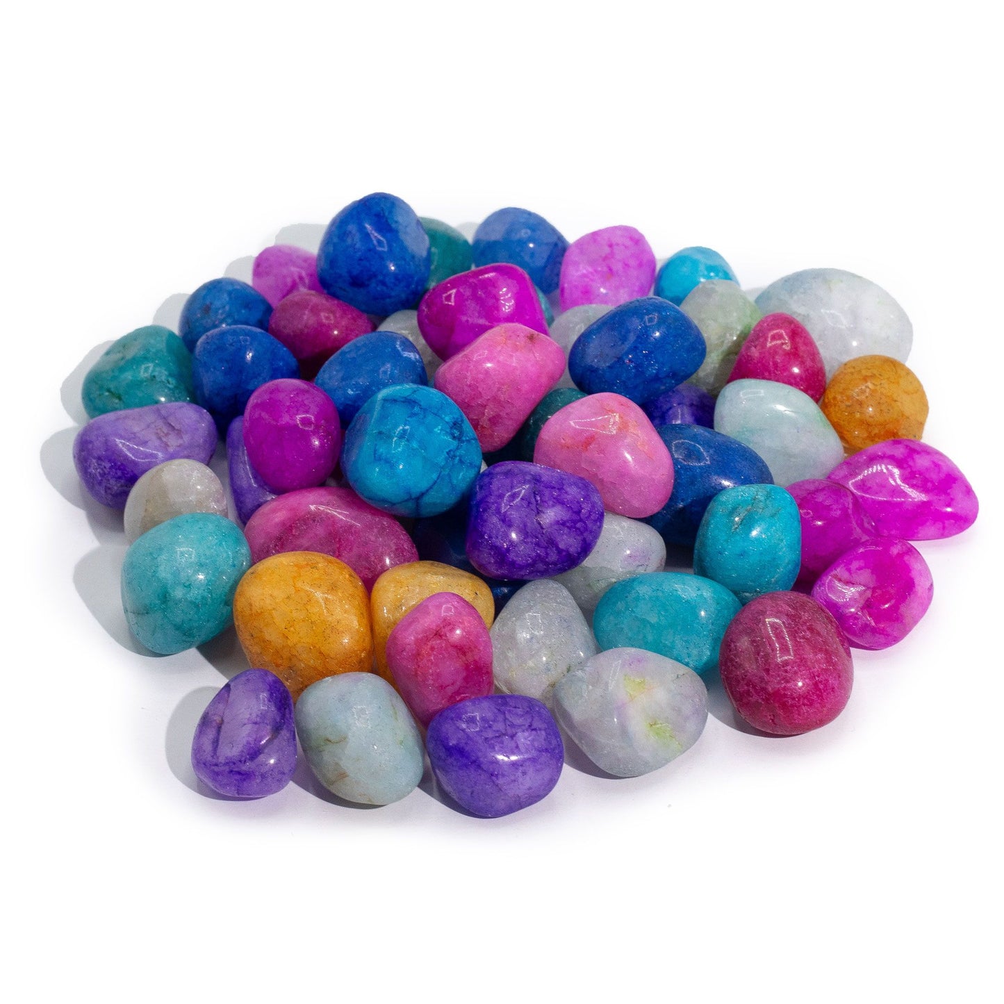 Funkelndes Crackle Quarz Set - 1kg bunte Mischung (ca. 70 Steine)