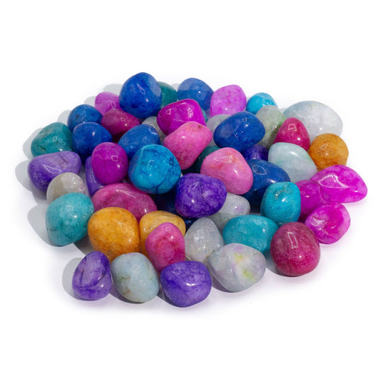 Funkelndes Crackle Quarz Set - 1kg bunte Mischung (ca. 70 Steine)