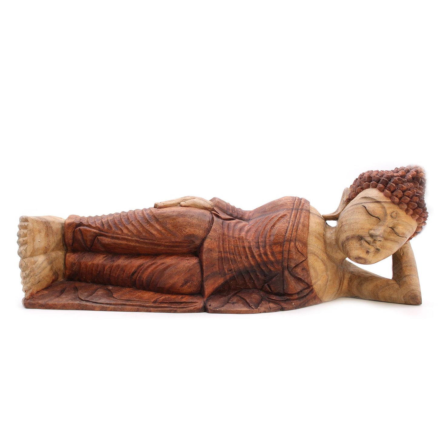 Buddha Skulptur 'Schlafender Buddha' - 50 cm Handgeschnitzt aus Suarholz