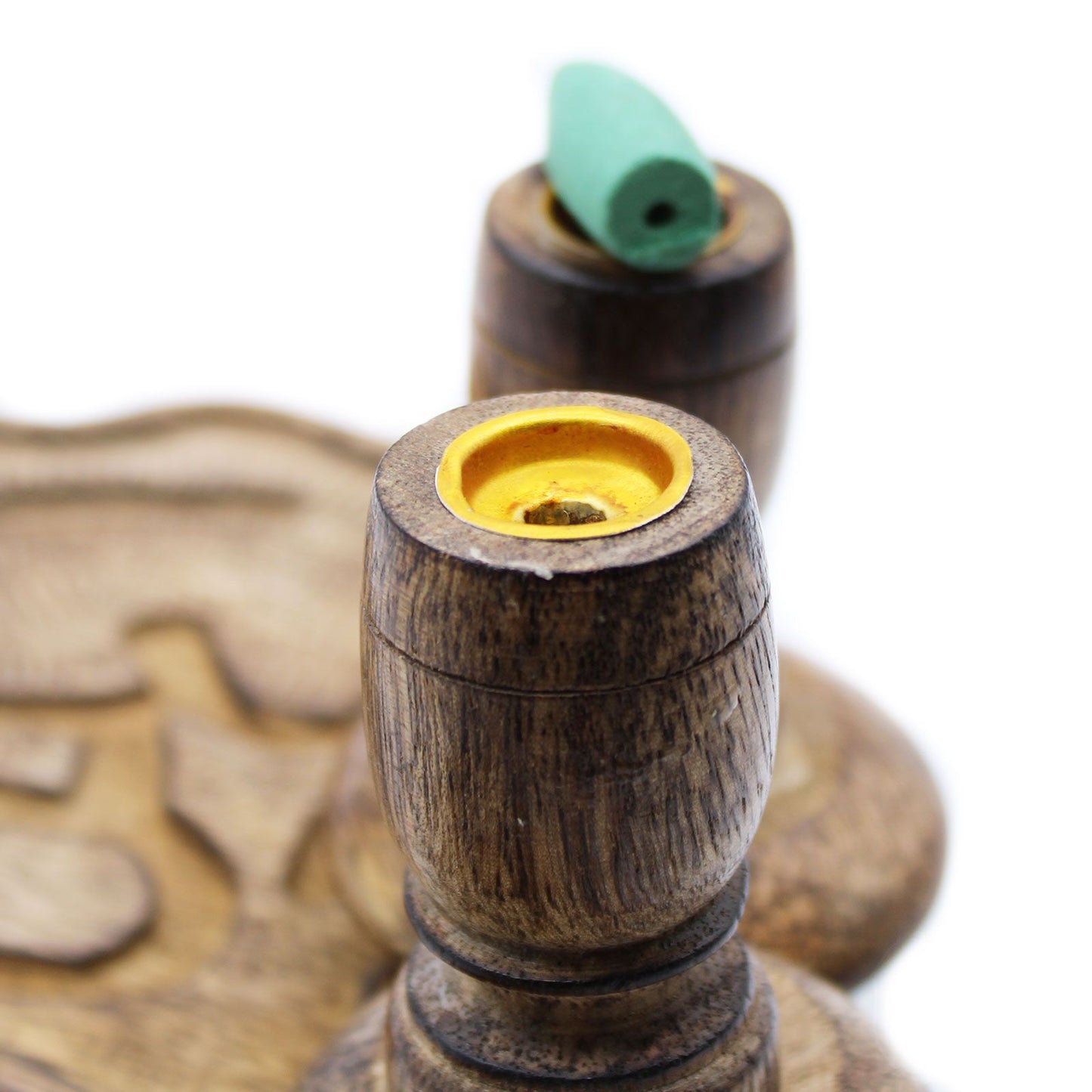 Räuchergefäß Hamsa aus Mangoholz mit Rauchkaskade