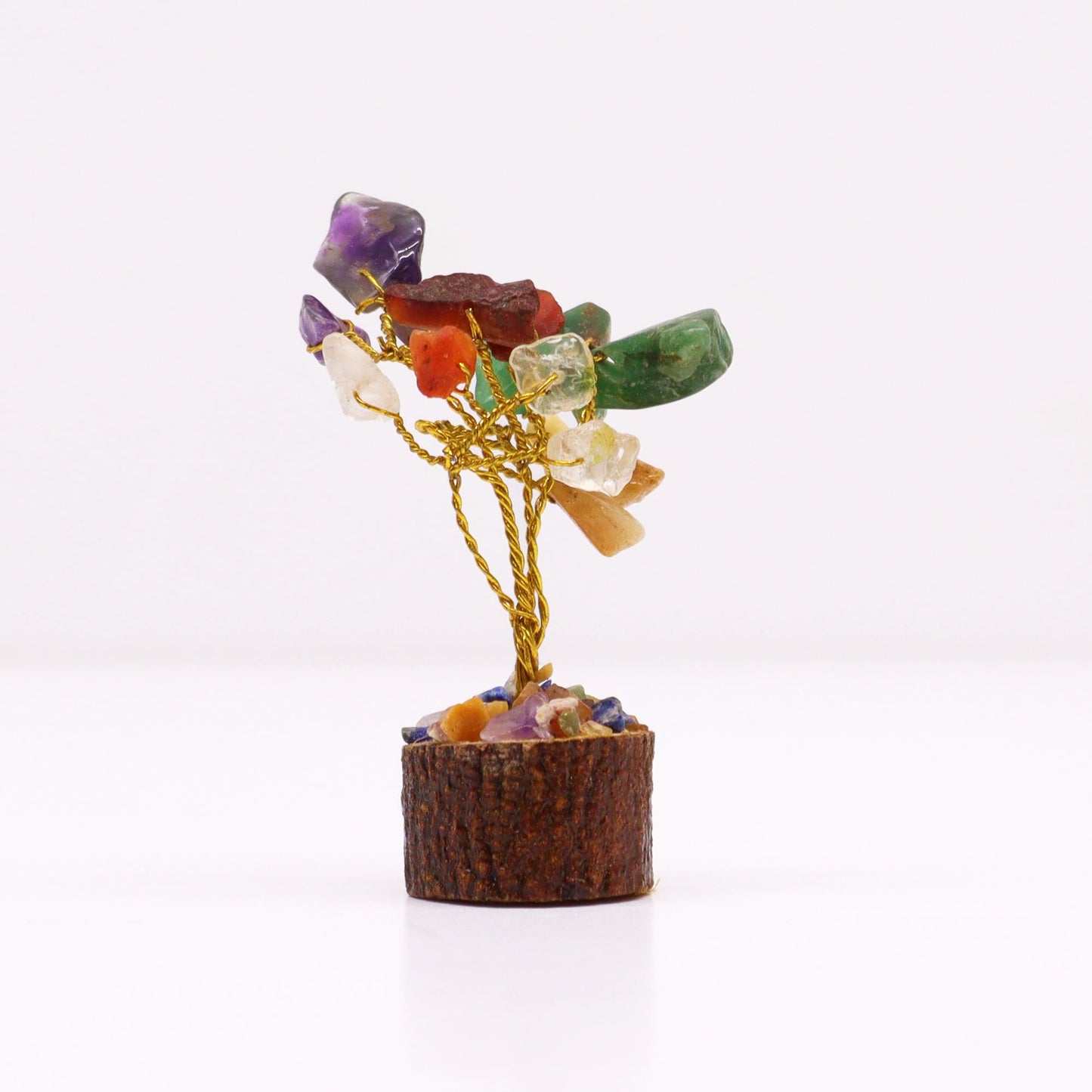 Mini-Edelsteinbaum auf Holzständer - 15 verschiedene Heilsteine