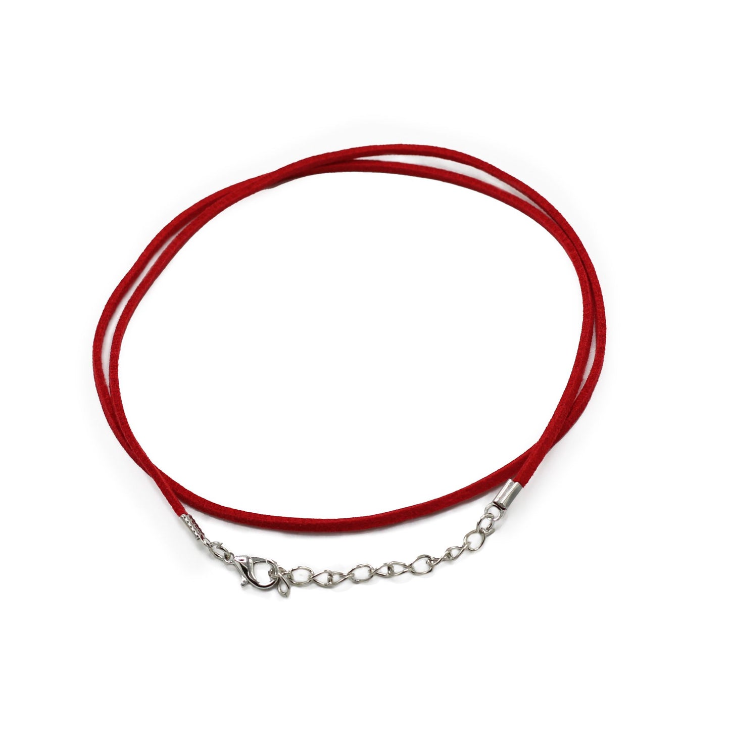 Premium Anhängerband aus Wildlederimitat in Rot - 2,5mm x 55cm mit Metallverschluss