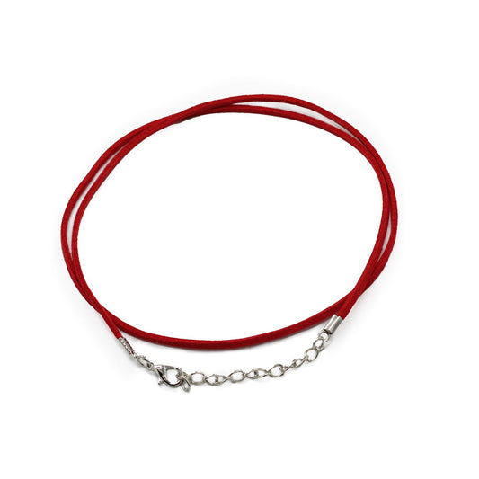 Premium Anhängerband aus Wildlederimitat in Rot - 2,5mm x 55cm mit Metallverschluss