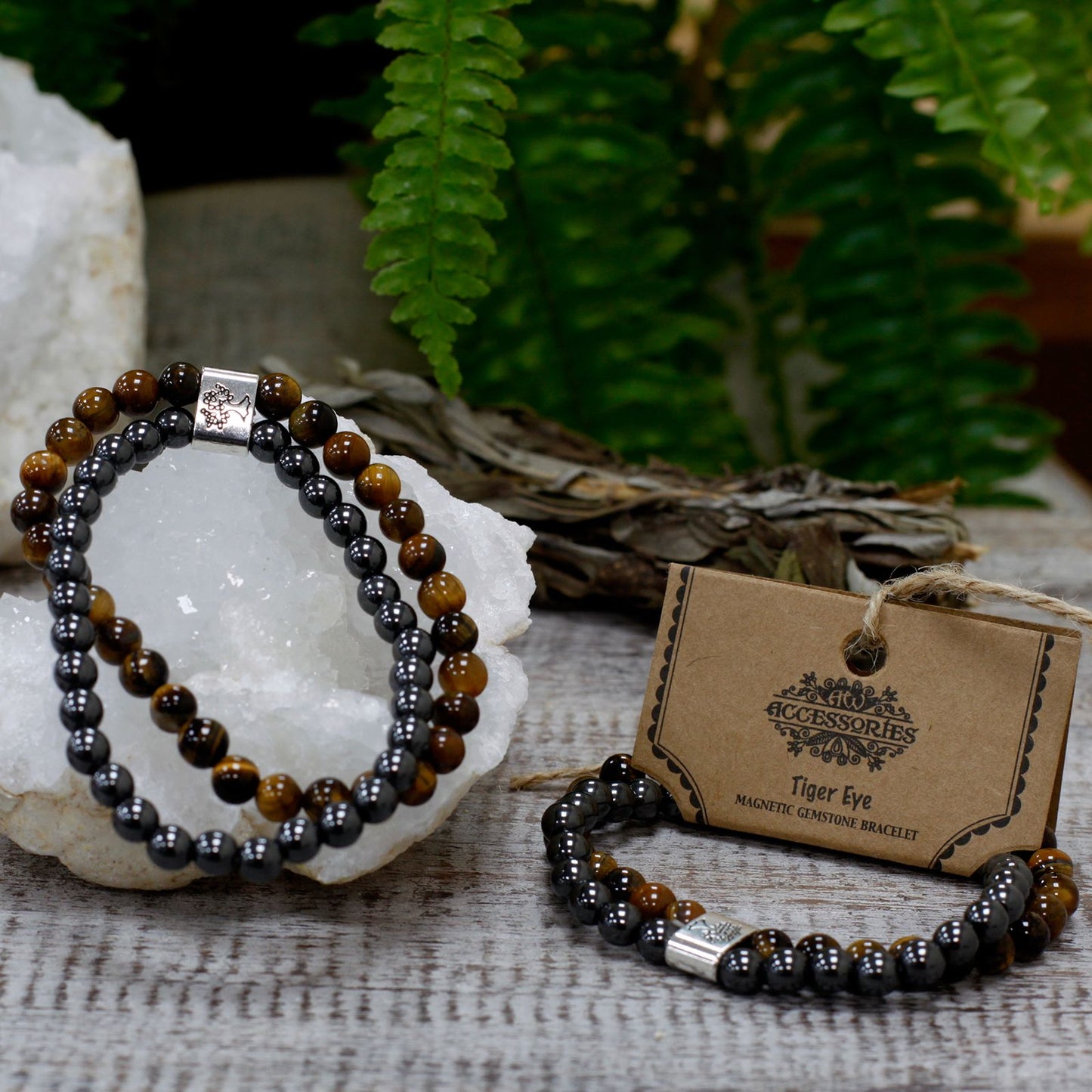 Magnetarmband mit Tigeraugen-Edelstein – Dehnbares Schmuckstück