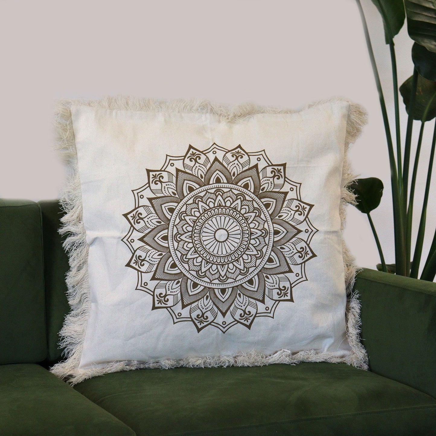 Meditationskissenbezug Lotus-Mandala in Bronze | 60x60 cm | 100% Baumwolle