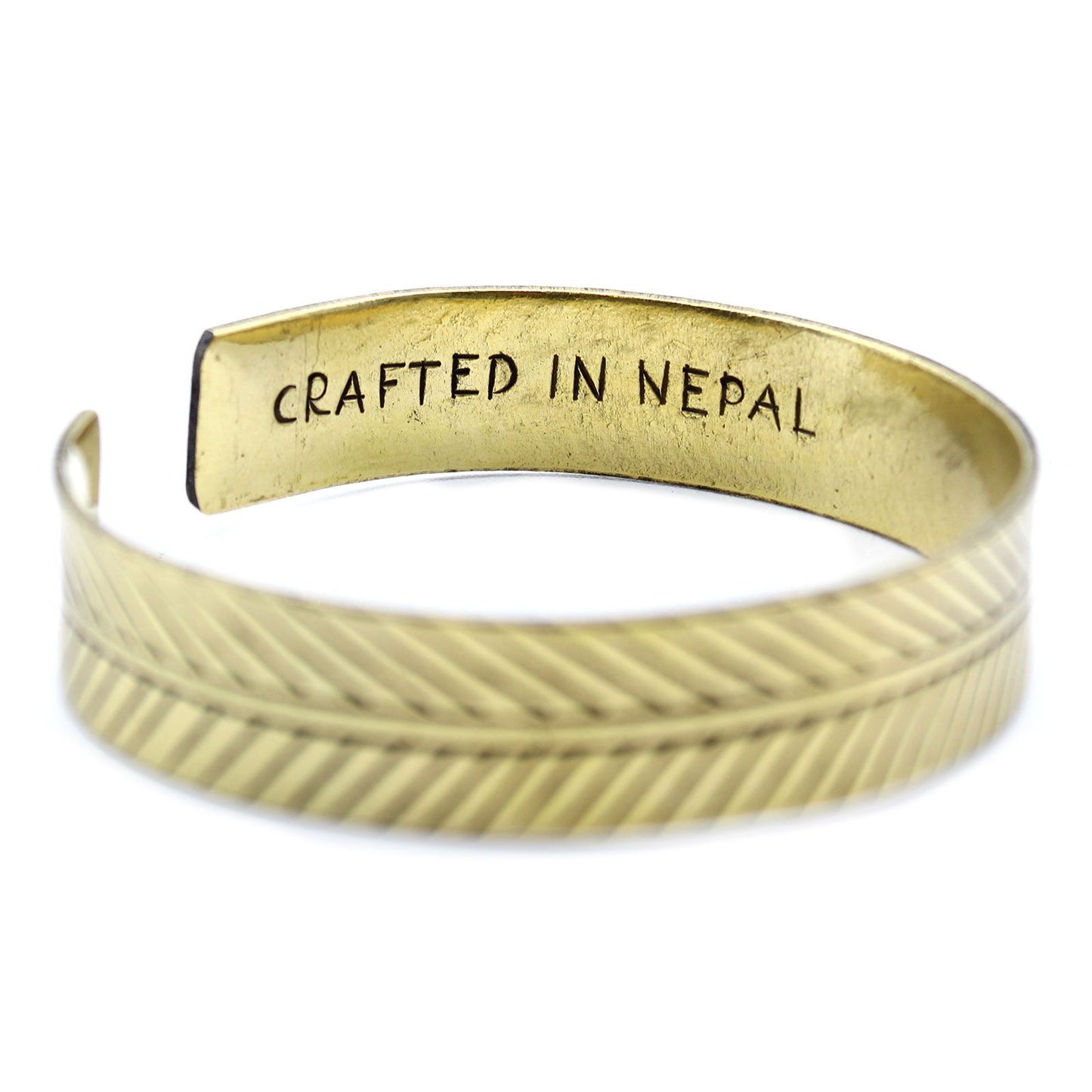 Massivmessing Armband mit Tribal Blattgravur – Tibetisches Unikat