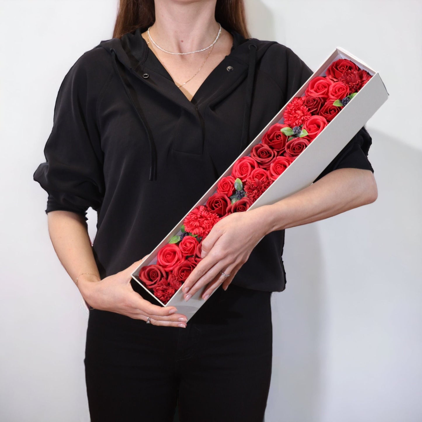 Ewige Rote Rosen in Extra-Länge – Elegante Seifenblumen-Geschenkbox