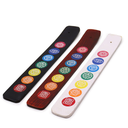 Handbemalter Chakra-Aschefänger aus Mangoholz - Regenbogenfarben