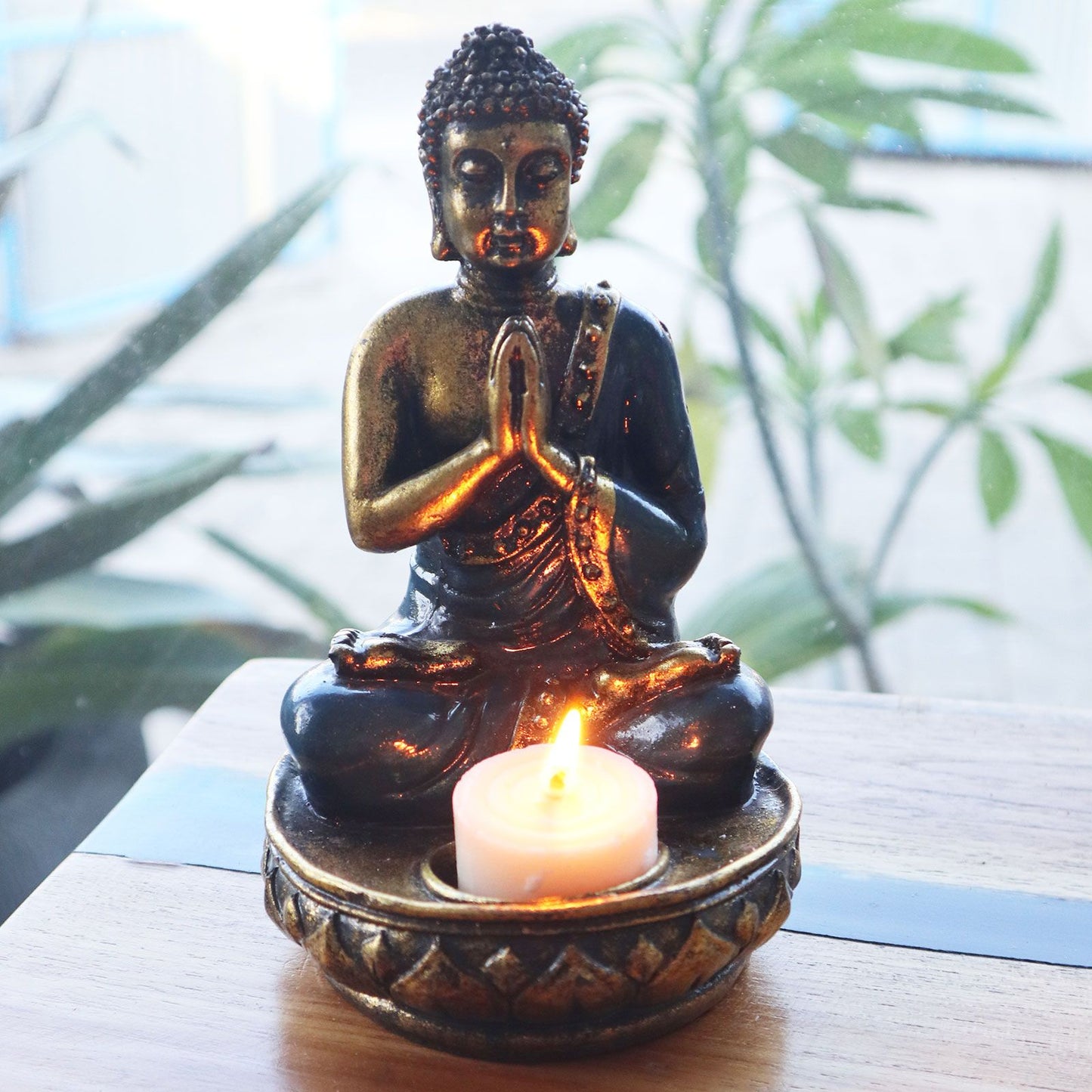 Handbemalte Buddha-Kerzenfigur in Rot - Medium - Für Harmonie und Ruhe