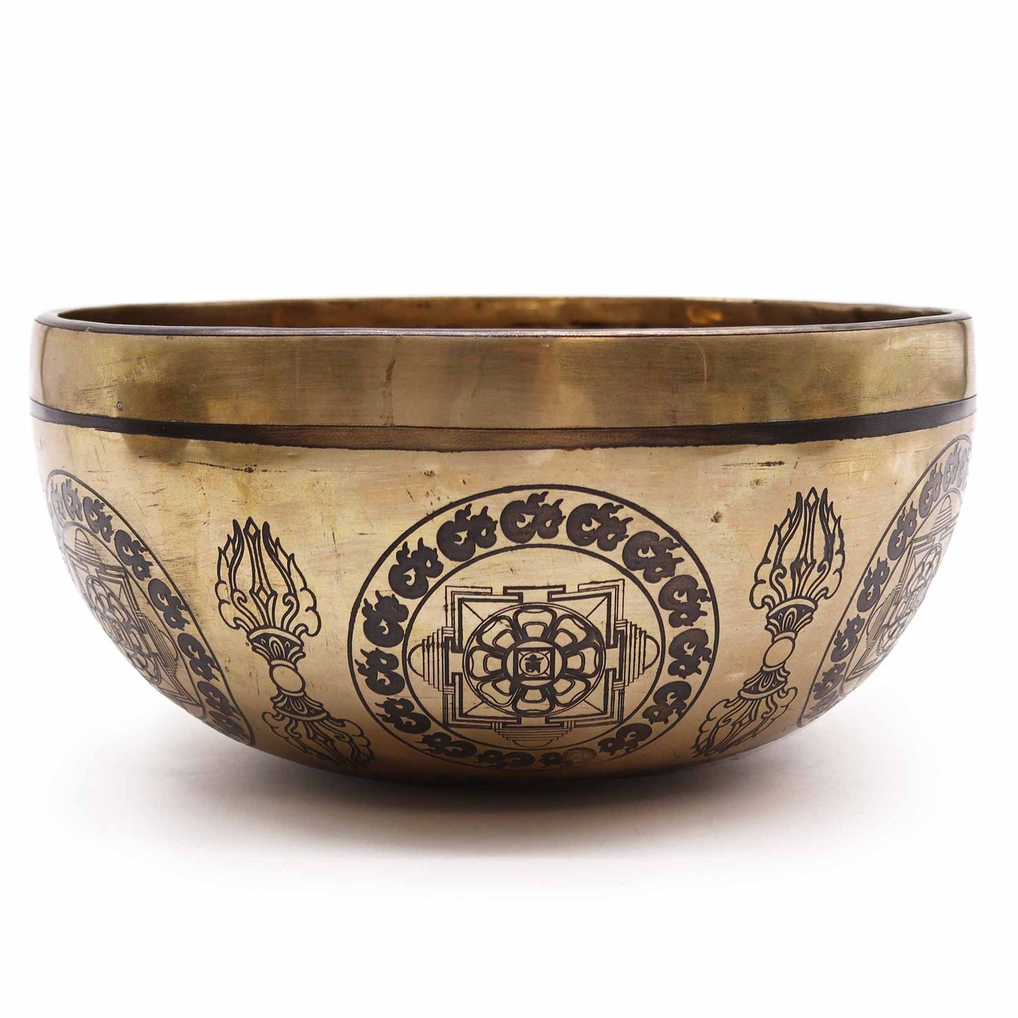 Meditationsschale mit den Fünf Dhyani-Buddhas – Handgefertigt in Nepal, 21 cm