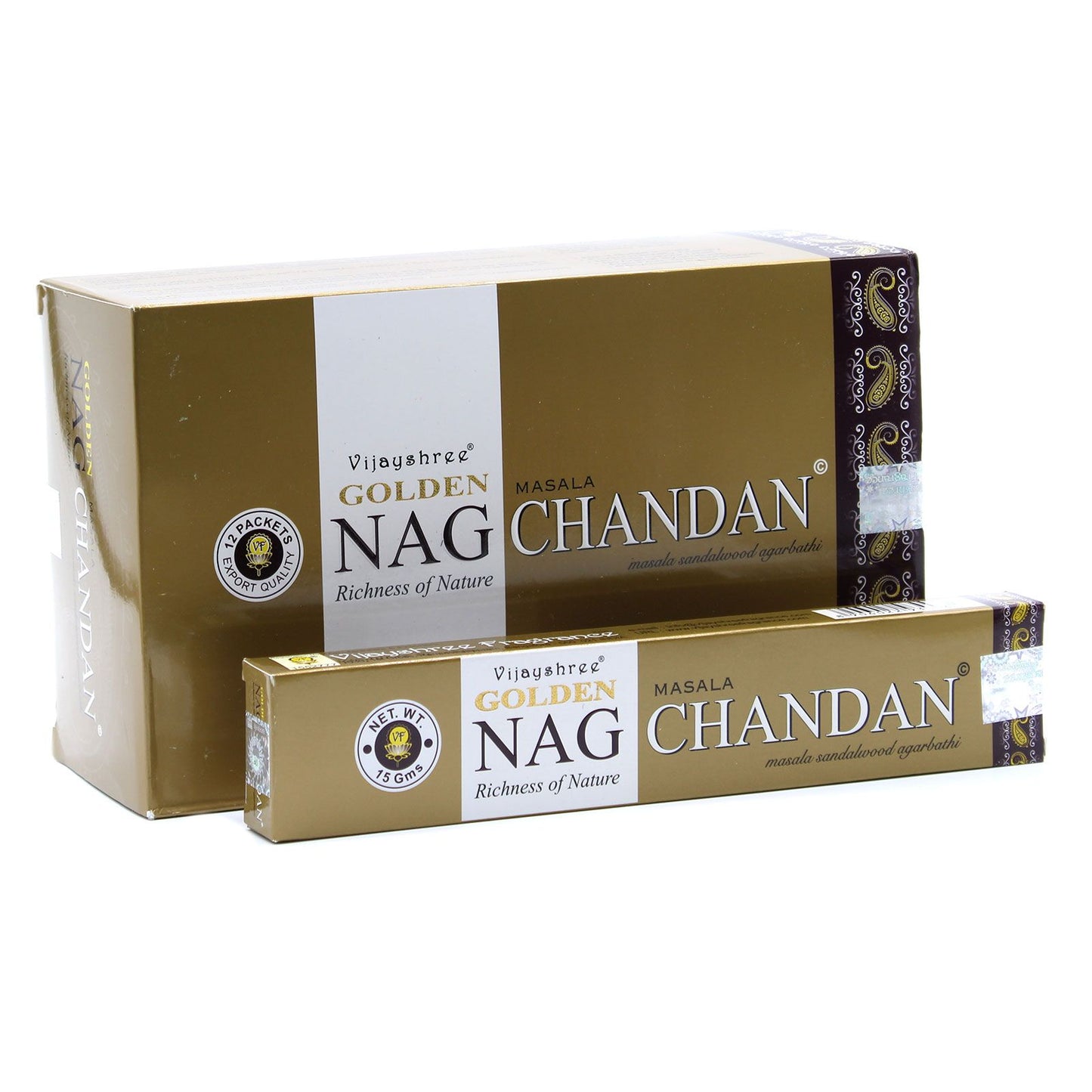 Golden Nag Chandan Premium Räucherstäbchen – 15g Packung mit langer Brenndauer