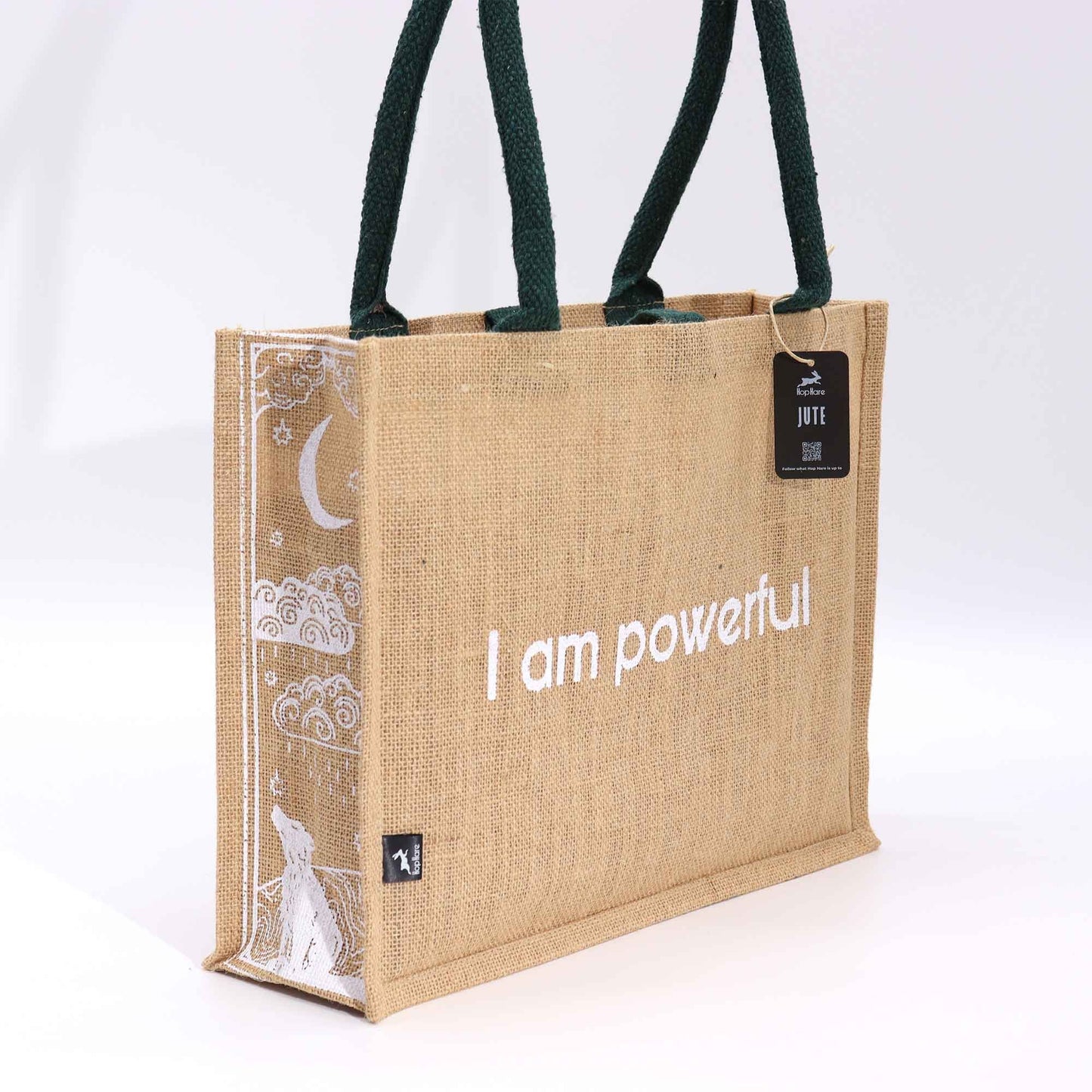 Hop Hare Jute Shopper 'I Am Powerful' – Statement-Tasche für Stärke
