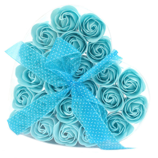 Seifenrosen-Bouquet Azurblau – 24 handgefertigte Blüten für ein luxuriöses Bad