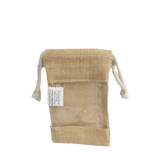 Jutebeutel mit Sichtfenster 16x10 cm - Nachhaltige Präsentationsverpackung