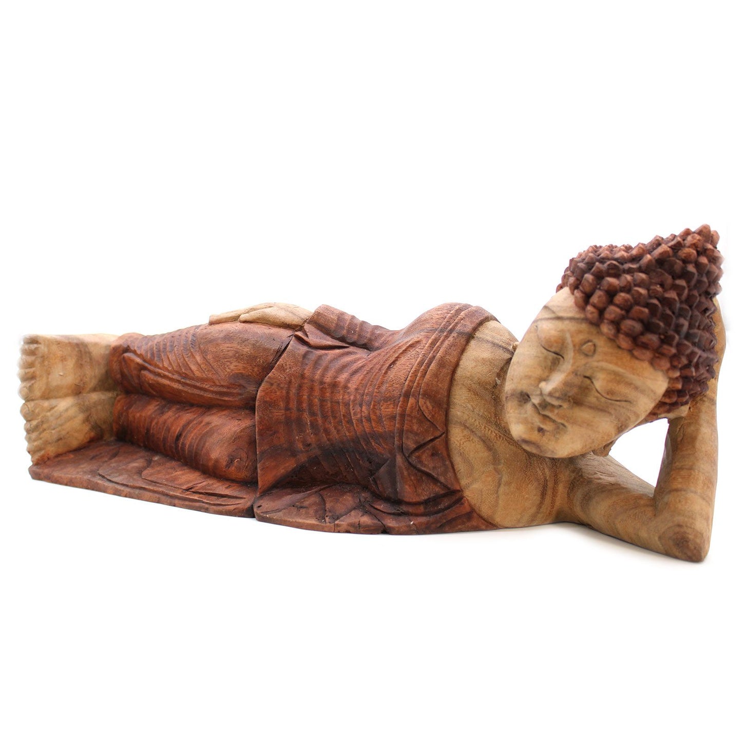 Buddha Skulptur 'Schlafender Buddha' - 50 cm Handgeschnitzt aus Suarholz