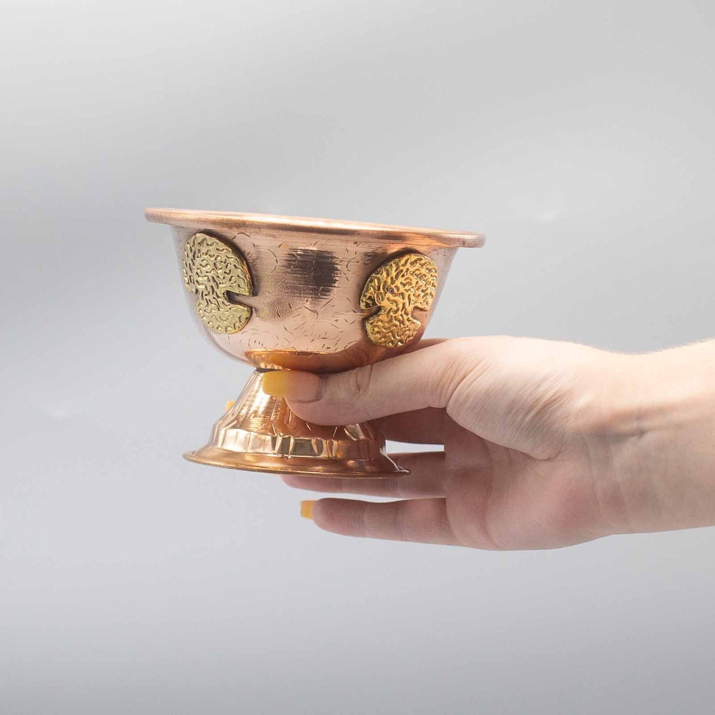 Ritualkelch aus Kupfer mit Lebensbaum-Motiv – 12 x 9 cm