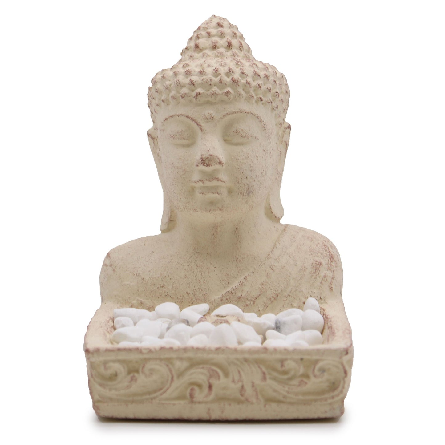 Buddha Räucherstäbchenhalter aus Beton – Handgefertigtes Deko-Objekt in Creme