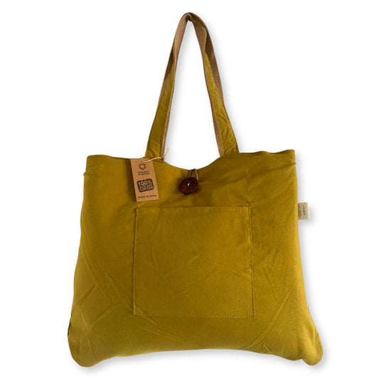Reversible Shopper aus Jute und Baumwolle - Pistaziengrün & Natur