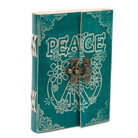 Ledernotizbuch 'Green Peace' mit Schloss – Handgefertigter Begleiter für Gedanken (18x13 cm)