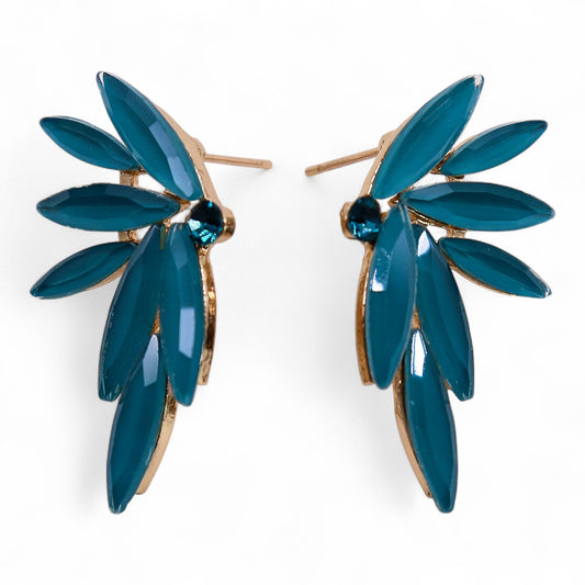 Feen Ohrringe in Teal Grün - Vintage Glas & Edelstahl