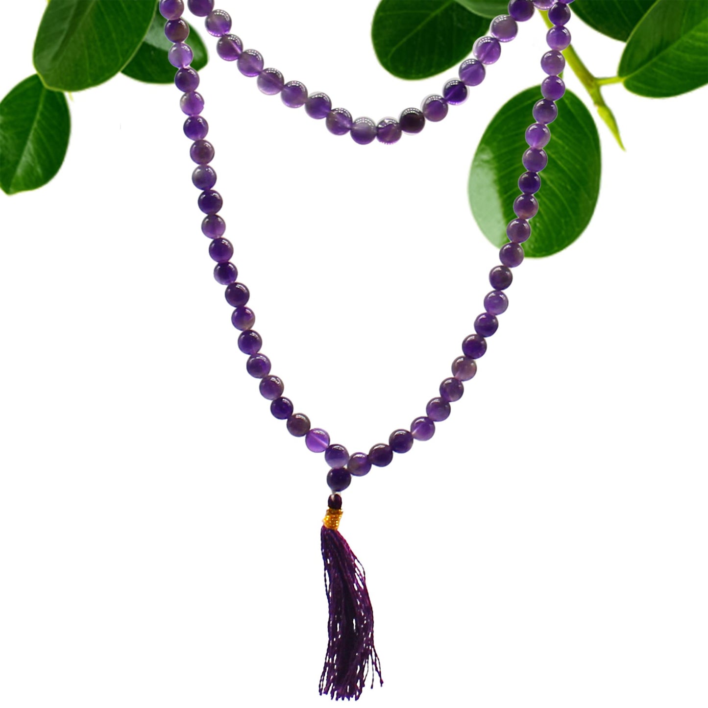 Handgefertigte Amethyst-Mala mit 108 Perlen – Meditationskette & spiritueller Begleiter