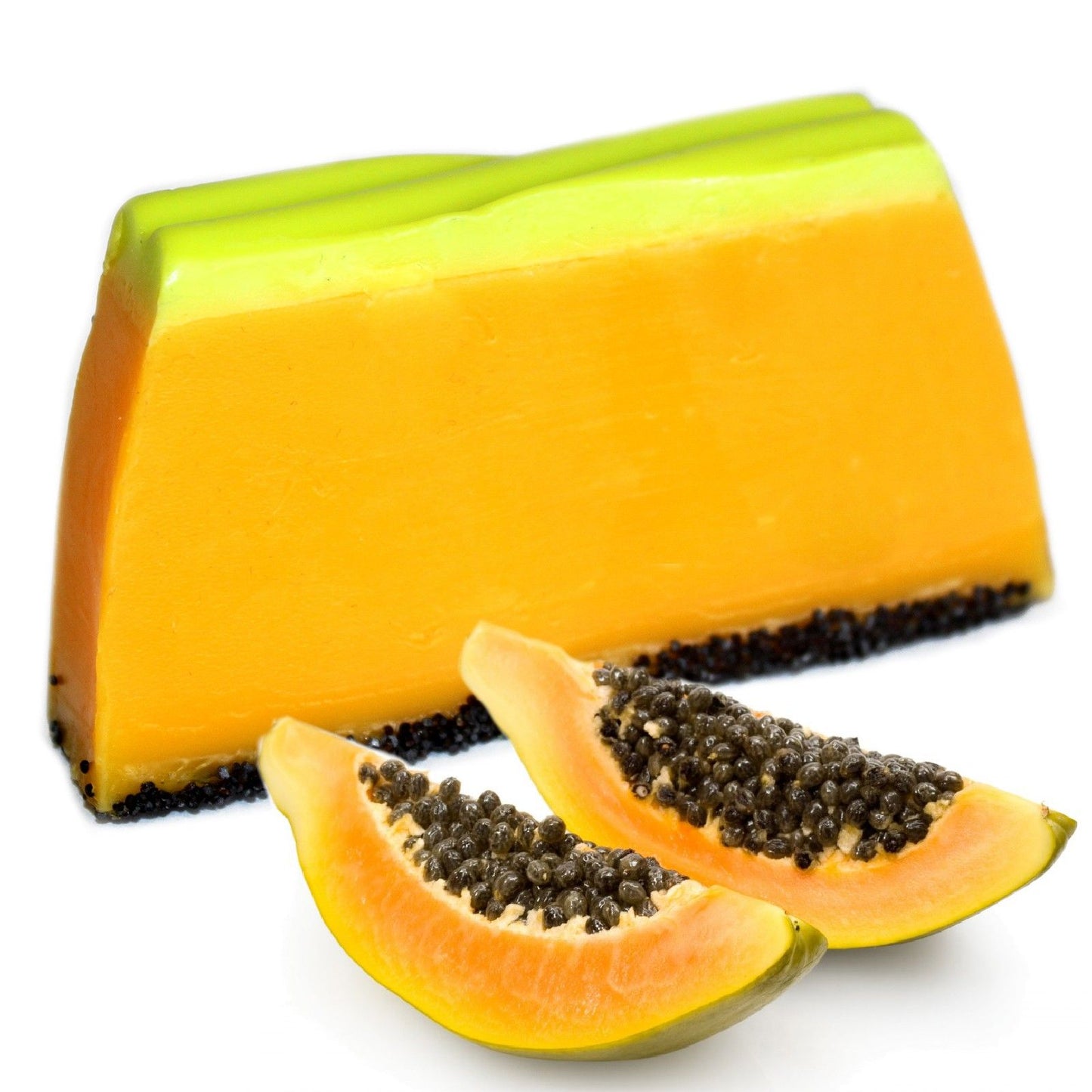 Handgemachte Seifenstange mit Papaya-Duft & Mohnsamen-Peeling