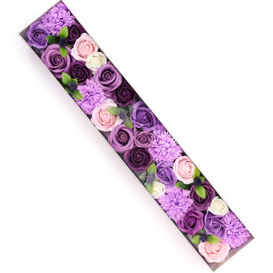 Seifenblumen-Geschenkbox 'Ewige Romantik' – Lavendel, Rose & Nelke