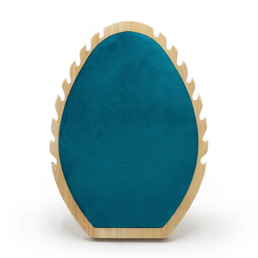 Ovales Halskettendisplay 32x21 cm - Präsentationsständer aus Holz, Samt und Wildleder