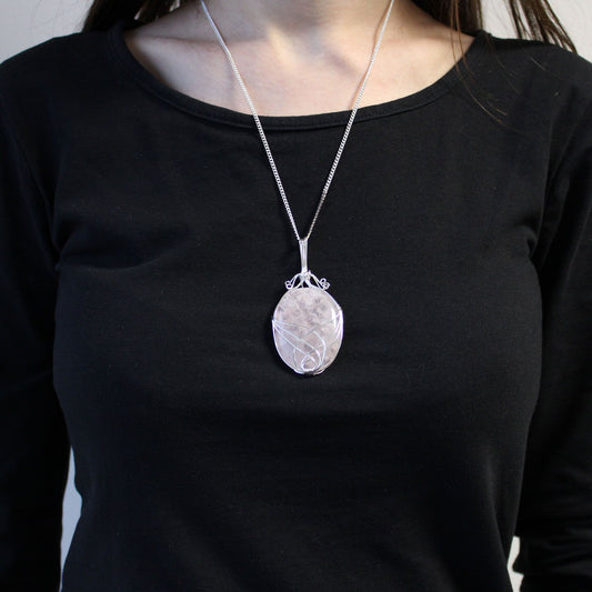 Opalit Halskette mit Silberdraht-Wirbel – Irisierender Schmuck