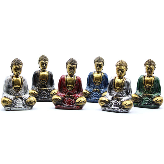 Handbemalte Mini-Buddha Figuren aus Bali - 6er Set in Gold