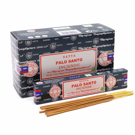 Palo Santo Räucherstäbchen von Satya – 15g Packung mit natürlichem Bambus