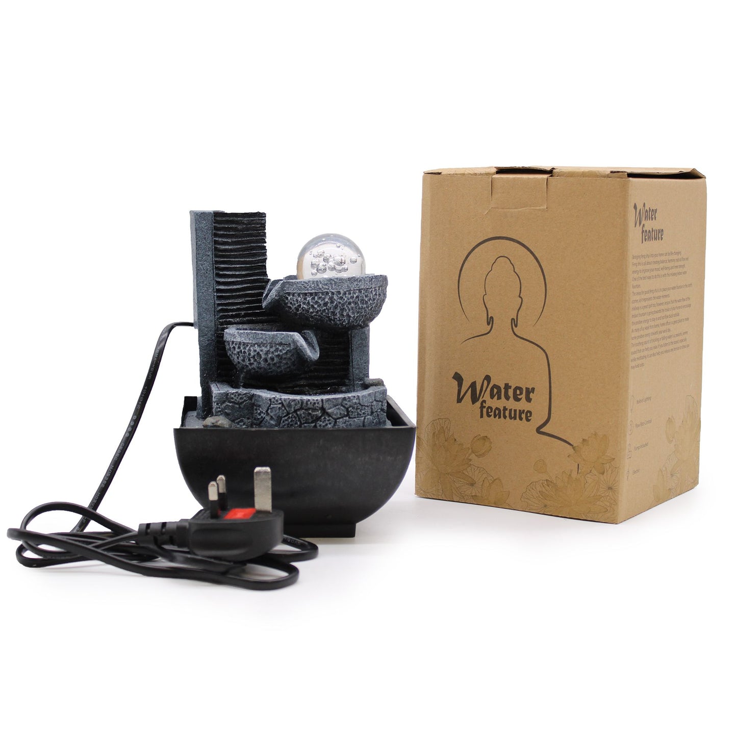 Zen Tischbrunnen mit LED Beleuchtung – 18 cm Feng Shui Wasserquelle für innere Ruhe