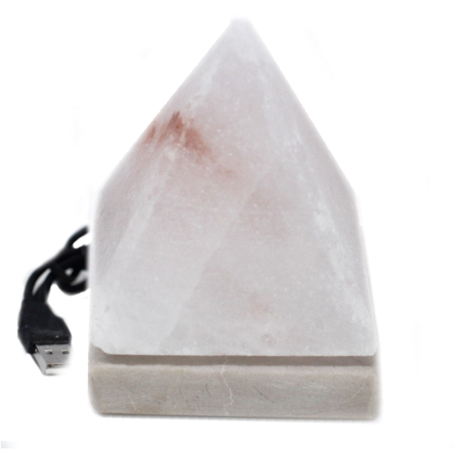 Himalaya-Salzlampe Pyramide in Weiß - 9 cm mit USB-Anschluss