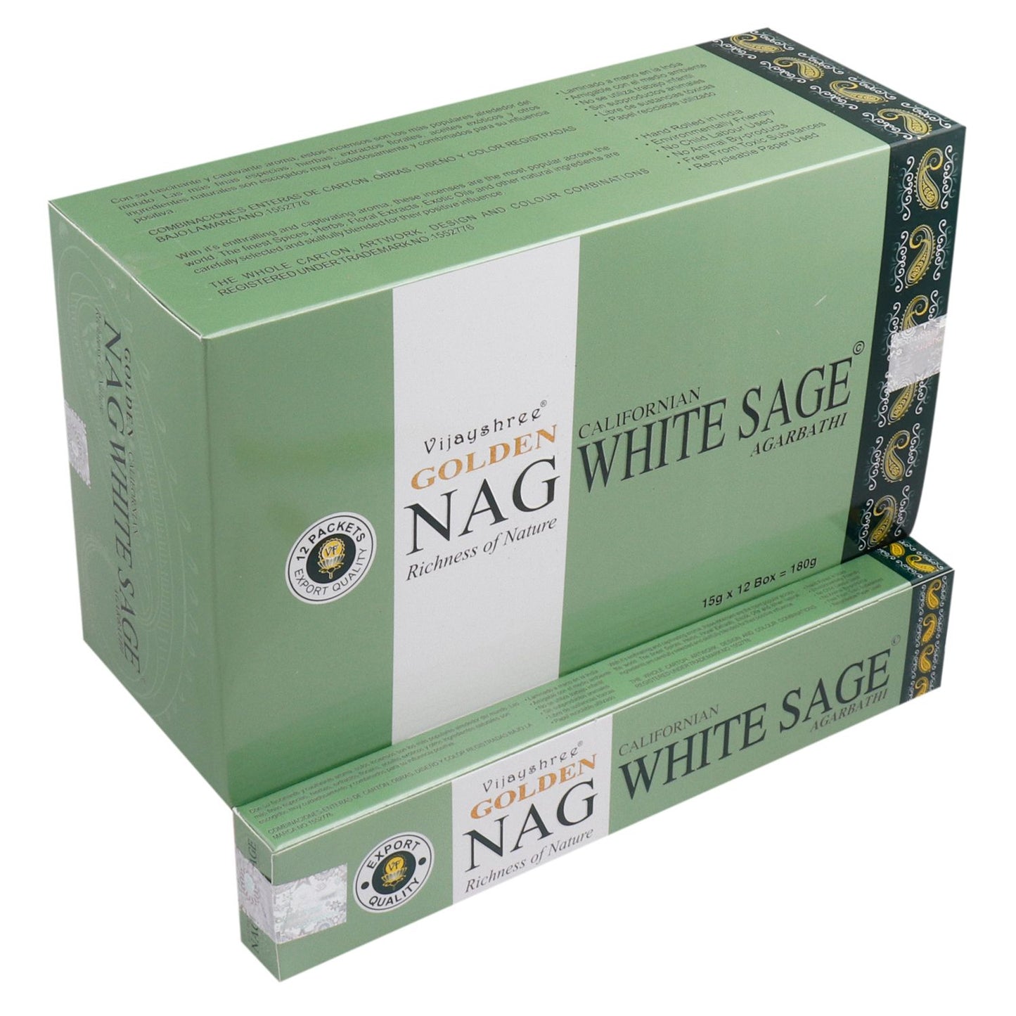 Golden Nag Weißer Salbei Räucherstäbchen (15g) – Handgerollt für langanhaltende Ruhe