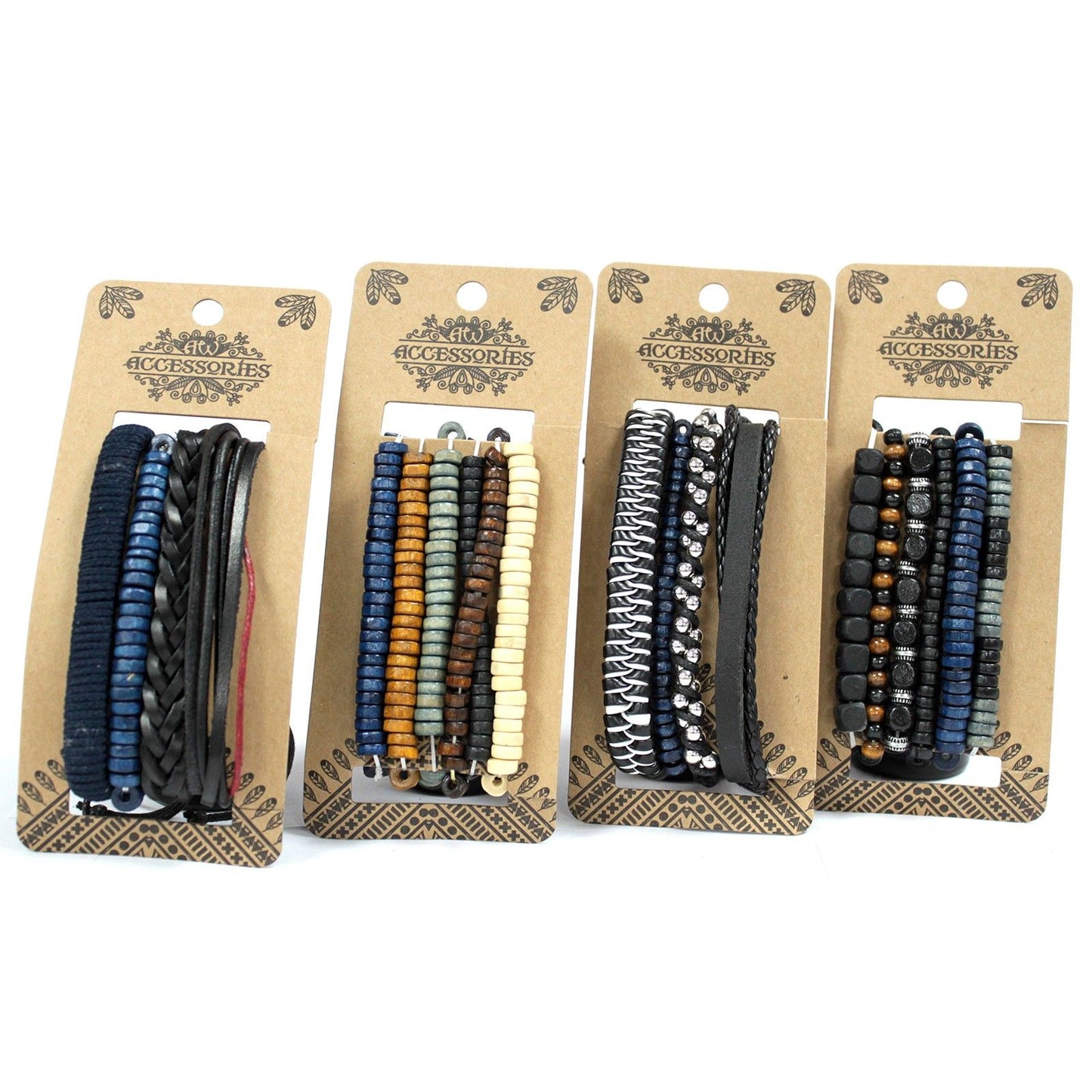 Herrenarmband-Set Moody & Blue - 4+ Stücke aus Leder & Metall