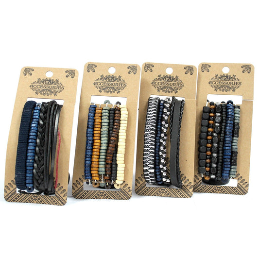 Herrenarmband-Set Moody & Blue - 4+ Stücke aus Leder & Metall