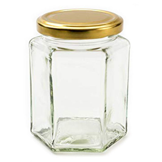 Sechseck-Glas mit Drehverschluss, 150 ml – Goldener Deckel