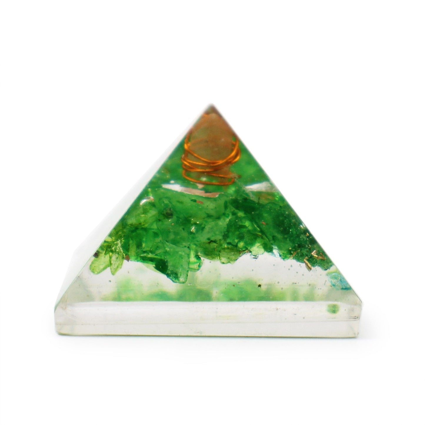 Handgefertigte Mini-Orgonit-Pyramide mit Edelsteinchips & Kupfer – 2,5 cm