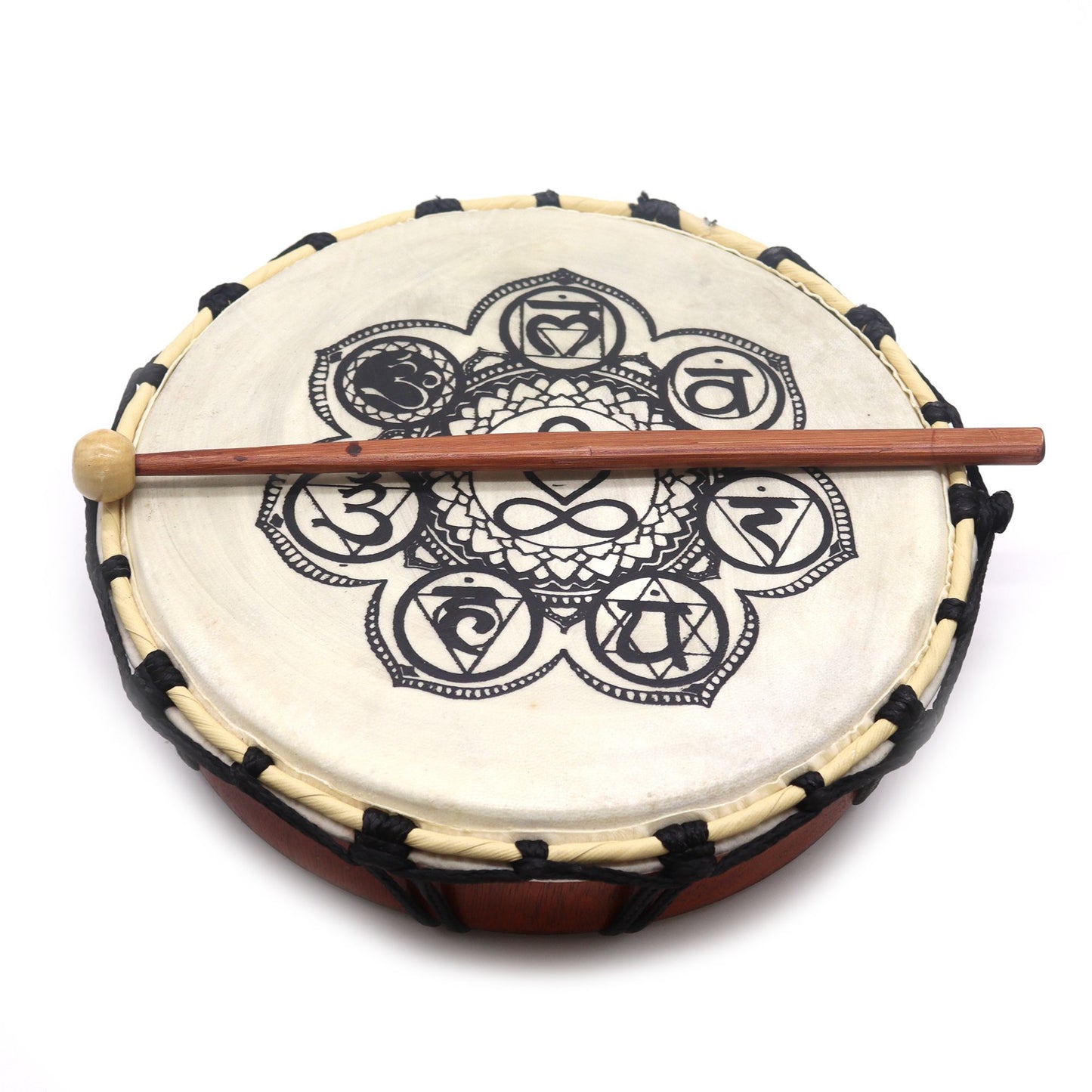 Schamanentrommel 'Chakra-Resonanz' 25 cm mit Schlegeln – Handgefertigt