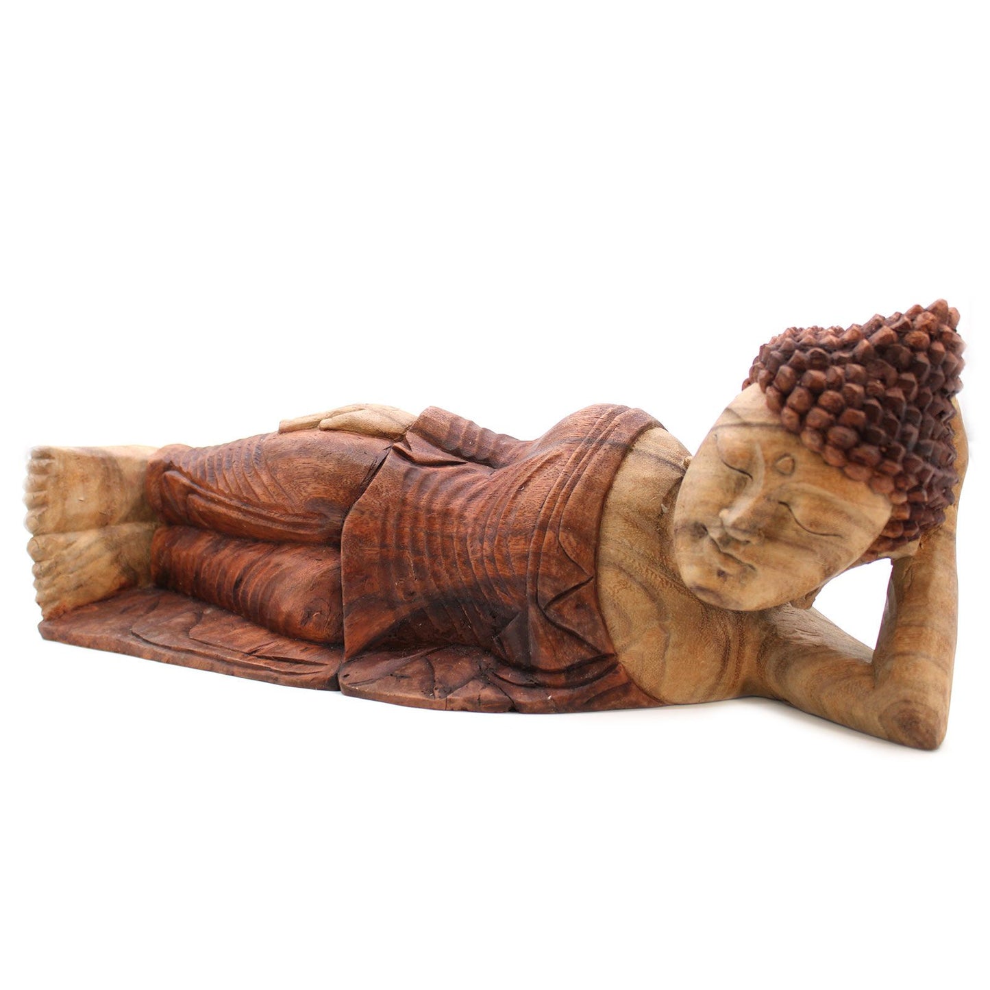 Buddha Skulptur 'Schlafender Buddha' - 50 cm Handgeschnitzt aus Suarholz